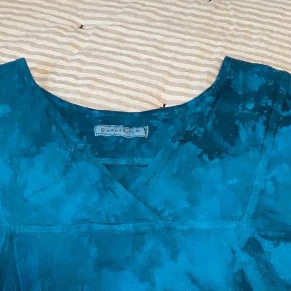 GAUZEY Turquoise Tie Die Cotton Tunic XL NWT - Picture 3 of 8